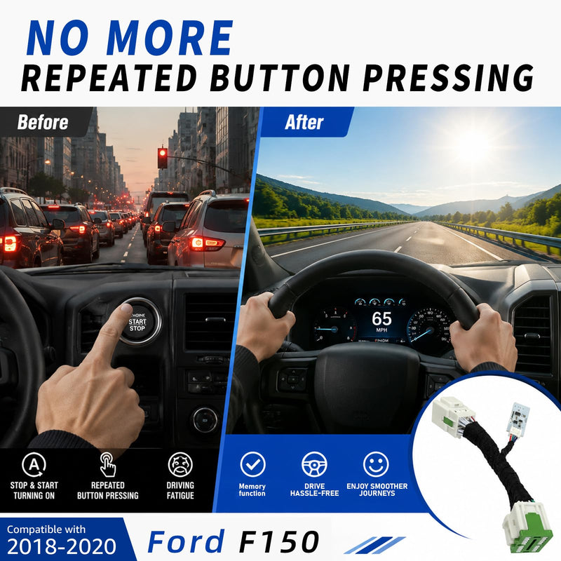 Auto Start Stop Eliminator for 2018-2020 Ford F150, Automatic Engine Stop Disable Memory Module, Fits Models with Button on Left Side of Screen, US and Canada Produced Models Only