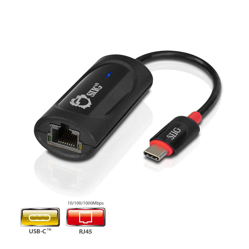 SIIG USB Type C to Gigabit Ethernet Adapter - 10/100/1000 Mbps LAN adapter for Windows and Mac Systems, Thunderbolt 3 (Black) Black - USB C