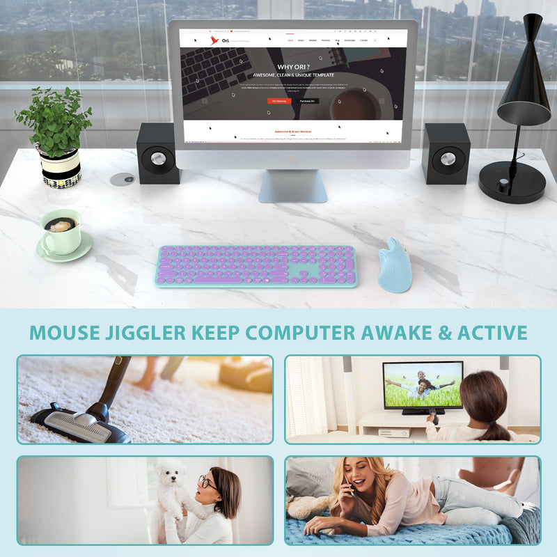 seenda Ergonomic Mouse with Jiggler - Wireless Vertical Mouse with Dual Connection (Bluetooth 4.0+USB), Reduces Wrist Strain, Quiet Click, Compatible with PC, Laptop, Mac, Windows - Sky Blue