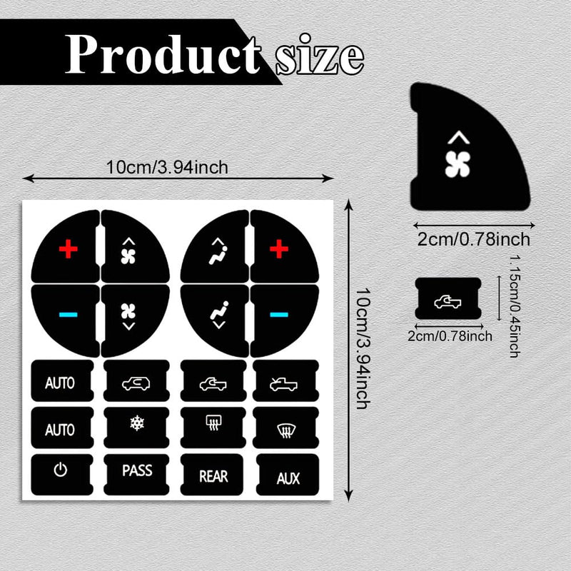 4PCS AC Dash Button Repair Kit, Automotive Dash Gauge Accents, Replacement AC Dash Button Sticker Repair Kit, Car SUV Accessories Automotive Decals for Fixing Ruined Faded A/C Control Buttons (4PCS) 4pcs