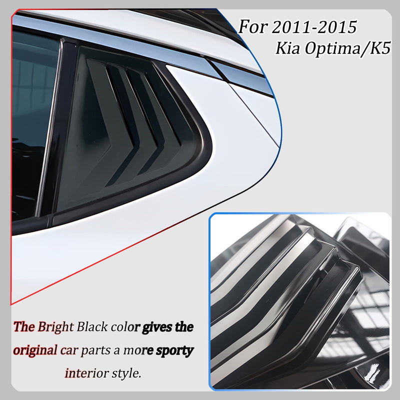 Window Louvers, for Kia Optima/K5 2011 2012 2013 2014 2015, Bright Black Side Rear Window Louvers Body Kit Accessories for Cars For kia Optima/K5 2011-2015