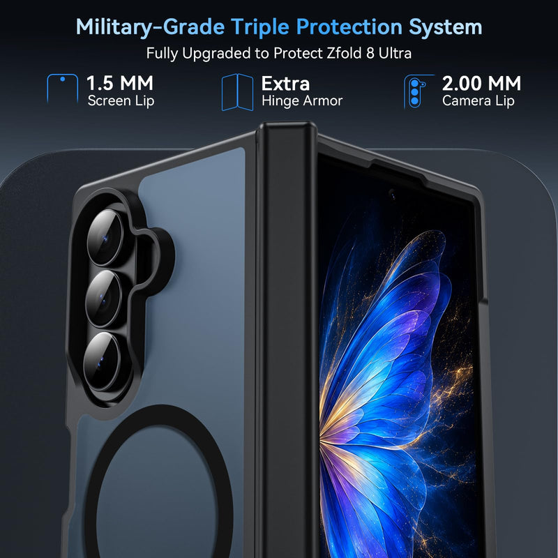 OWKEY for Samsung Galaxy Z Fold 8 Ultra|Fold 7 Case Compatible with MagSafe,[Full Hinge Protection] Magnetic Shockproof Military Translucent Matte Bumper Cover Phone Case for Z Fold 8 Ultra|7 5G,Black Galaxy Z Fold 8 Ultra/Fold 7