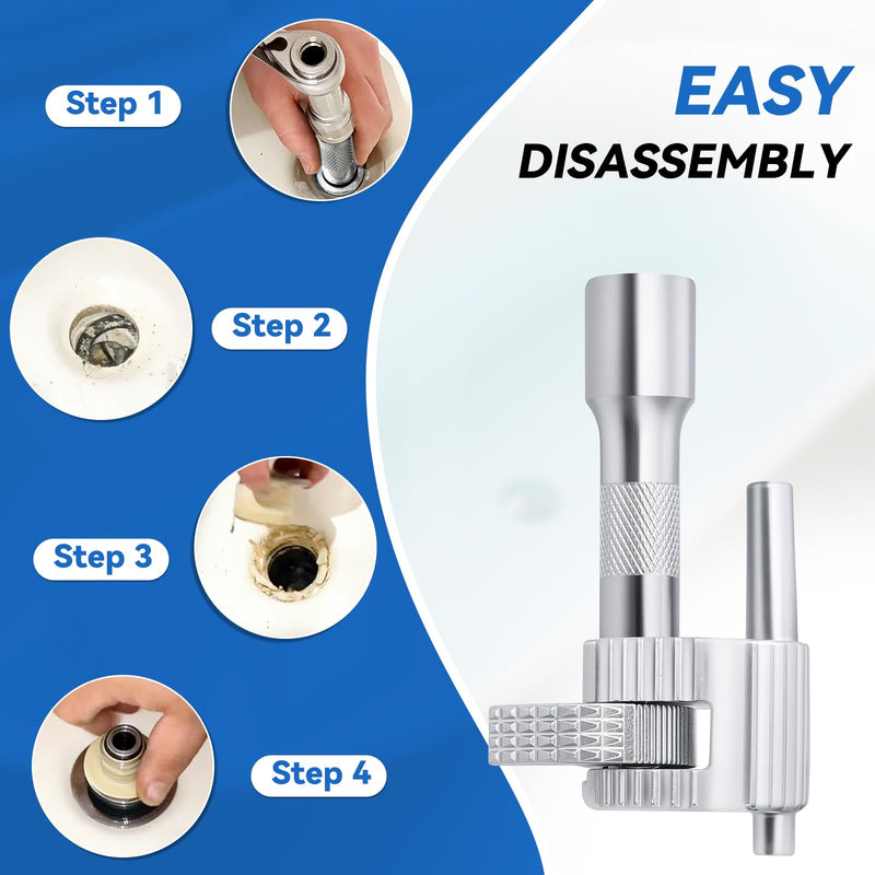 97258 Tub Drain Removal Tool for 3/8" Tub And Sinks Drain Extractor Tool - Easy Plumbing Repairs Drive Ratchet Wrench