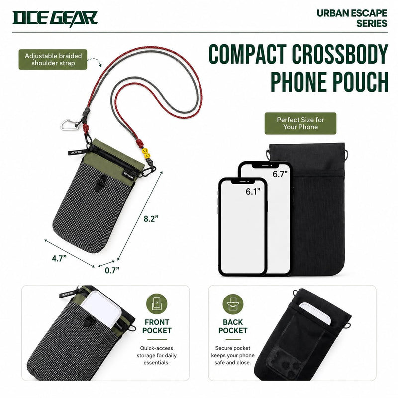 Cell Phone Bag with Strap Lightweight Crossbody Phone Purse with Nylon Lanyard Fits iPhone 12-17 for Travel Casual Walking Green