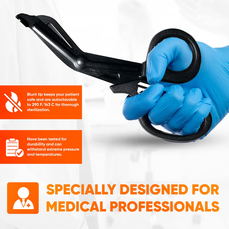 Trauma Shears for Nurses and EMT's - Stainless Steel Blades Teflon-Coated - Heavy-Duty Shears for Bandages and Wraps. Autoclavable, EDC, Rainier Rugged