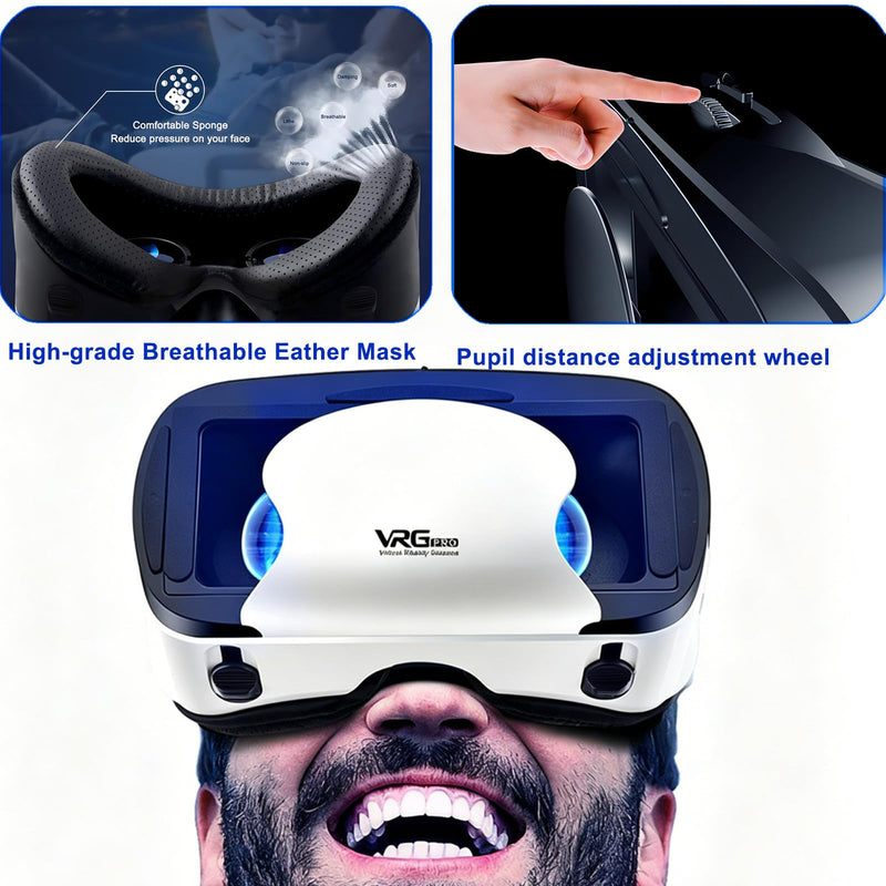 Virtual Reality Headset for Phone with Controller, 3D VR Glasses Adjustable VR Virtual Reality Goggles, Compatible 5.0-7.0 inch for iPhone & Android, for Movies Games（Black） Black