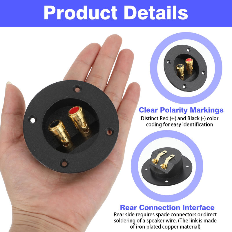 2Sets Speaker Box Terminal Cup, 3 Inch Round Subwoofer Box Terminal 2 Way Spring Loaded Speaker BoxTerminal Cup for Home Car Stereo DIY
