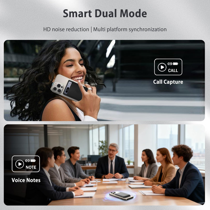 AI Note Taker Device, Smart Voice Recorder with AI Transcription, 64GB Audio Recorder for Meetings, Lectures & Phone Calls, Speech to Text Recorder, App Controlled grey
