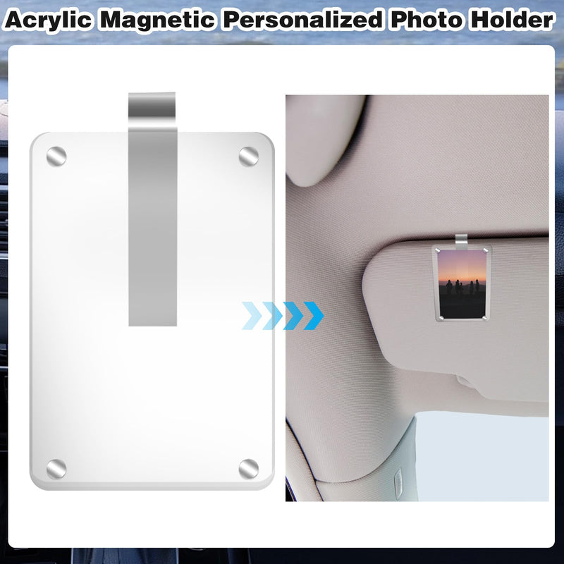 Acrylic Magnetic Personalized Photo Holder Car Picture Frame, Car Picture Holder, Car Photo Holder Car Visor Clip, Personalized Car Accessories Can Be Used to Add Your Personal Photo 1Pcs Acrylic