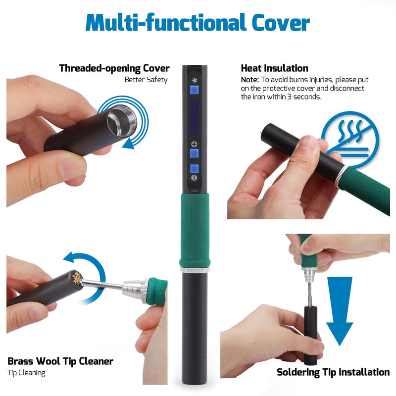 WEP 928D-IV Soldering Iron Kit with Fast Heating with C235 Tip, Dynamic Screen, Compact Digital Soldering Iron with Multi-Functional Cover, Type-C Powering, Sleep Mode, PD and QC Protocols Basic Style