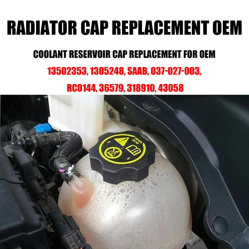 Car Coolant Reservoir Cap, Radiator Cap, OE 13502353 13502509 68249136AA 316702182, Compatible with Chevrolet Dodge GMC Buick Cadillac Jeep Ram Saab