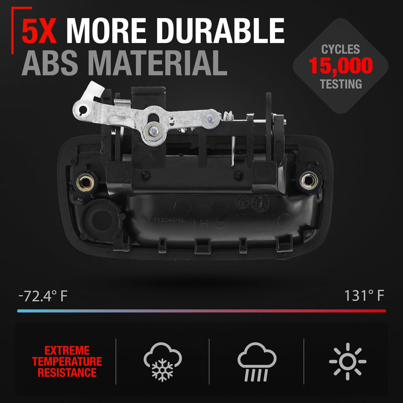 Exterior Front Driver Door Handle Replacement - Compatible with 1995-2004 Toyota Tacoma - Smooth Black, Plastic - OEM 69220-35020, 91319, 79344, TO1310117 Driver Handle (Plastic)