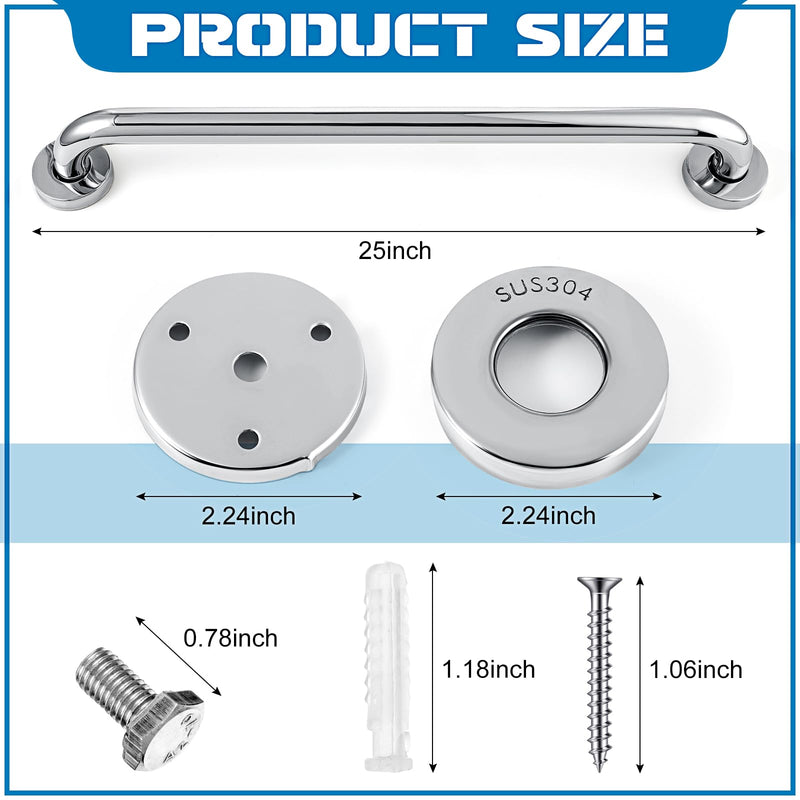 Blulu 2 Set Shower Grab Bar Stainless Steel Bathroom Grab Bar Handle Anti Slip Heavy Duty Bathtub Handle Support Balance Hand Rails for Bathroom Elderly Handicap Senior Pregnant (24 Inch) 24 Inch