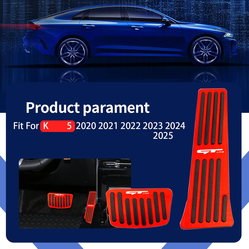 Aluminum Alloy Pedals Cover for K 5 2020 2021 2022 2023 2024 2025 Non-Slip Auto No Drilling Aluminum Brake and Accelerator Pedal Covers 2PCS(RED) Red1