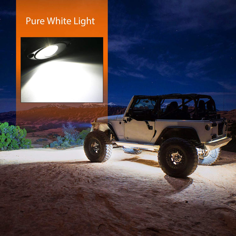 Nilight LED Rock Light 6PCS White Light Pods Waterproof Under Body Wheel Well Light Exterior Interior Lights for Car Truck Pickups ATV UTV SUV Motorcycle Boat, 2 Years Warranty