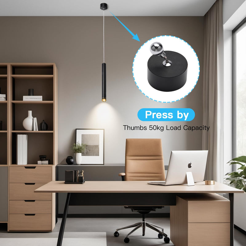Rechargeable Pendant Lights Fixtures for Kitchen Island, Modern Pendant Light, 6000mAh Battery, 3 Color Dimmable No Wiring Hanging Lights, Adjustable Industrial LED Cylinder Pendant Lamp-Black