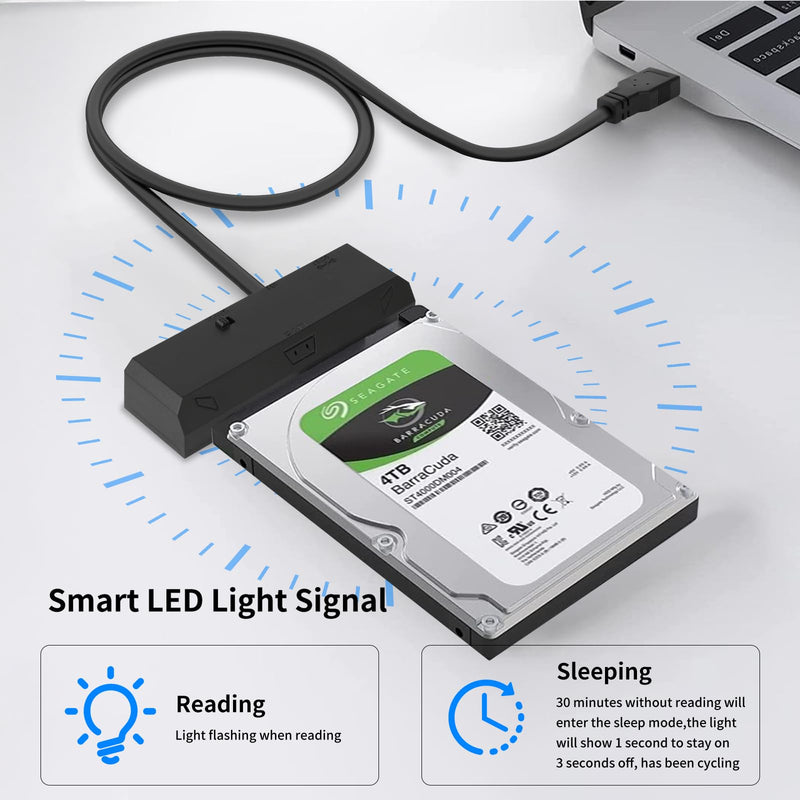 SATA to USB Adapter for 2.5 3.5 Inch HDD/SSD Hard Drive Disk, Optical Drive, with 12VPower Adapter, 2-in-1 SATA to USB Adapter