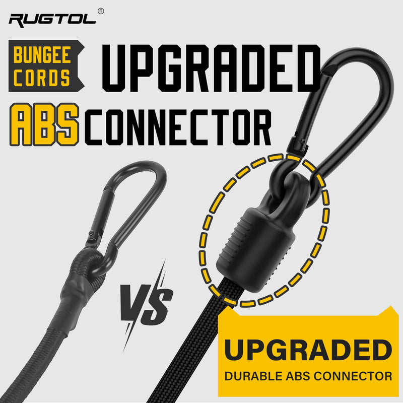 Adjustable Bungee Cords with Hooks, 6 Pack Heavy Duty Outdoor Carabiner Bungee Cord, Black Super Elastic Bungee Straps Easily Adjust from 7" to 48", Great for Cargo, Camping, Bike Racks, Tents 48"- 6 Pack Adjustable