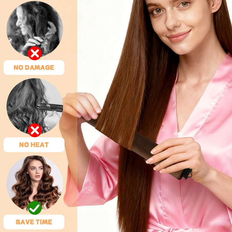 Heatless Curlers 3 Pcs Overnight Blowout Rods Hair Curlers to Sleep, Velvet Hair Rollers for Long Short Hair Volume Women Styling Tools Brown