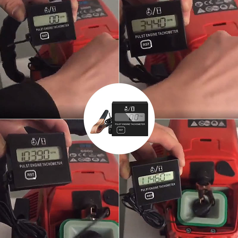 BIBARAJM Small Digital Engine Tachometer - Inductive, Waterproof, Suitable for Chainsaw, Marine, ATV, Motorcycle, UTV
