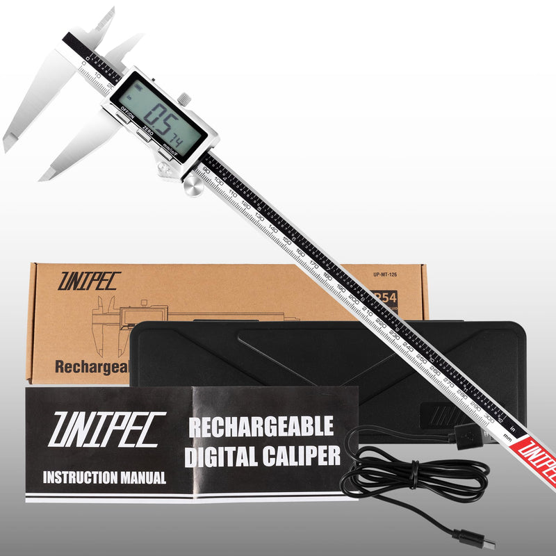 Rechargeable Caliper 12 inch with Large LCD Display | Stainless Steel Vernier Micrometer, Measuring Tool 0-12"