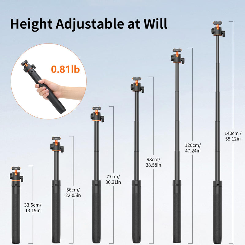 VRIG 2-in-1 Tripod for Insta 360 Ace Pro 2 with Quick Release Adapter Mount | 55" Selfie Stick Tripod Extension Rod (1/4" Screw + Magnetic Base) Compatible with Insta 360 X5, X4 Air, Ace Pro Accessories