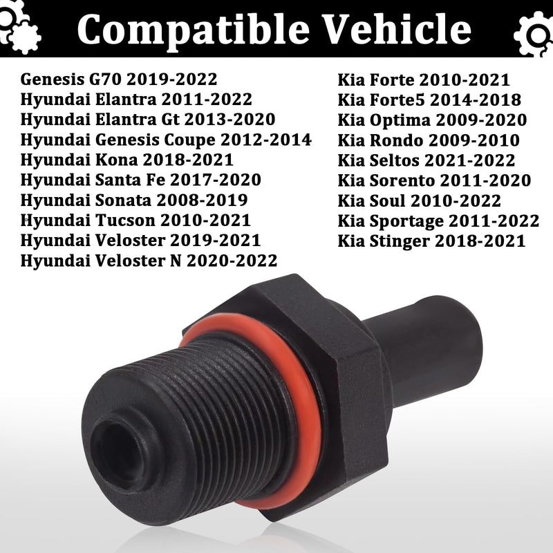26740-2G000 045-0404 PCV Valve For Hyundai Elantra Sonata GT Genesis Coupe Santa Kona Fe Tucson; kia Forte Soul Optima Rondo Sorento Seltos 1.6L 1.8L 2.0L 2.4L 3.3L 267402G000 PCV490 6P1359(1PCS) 1PCS
