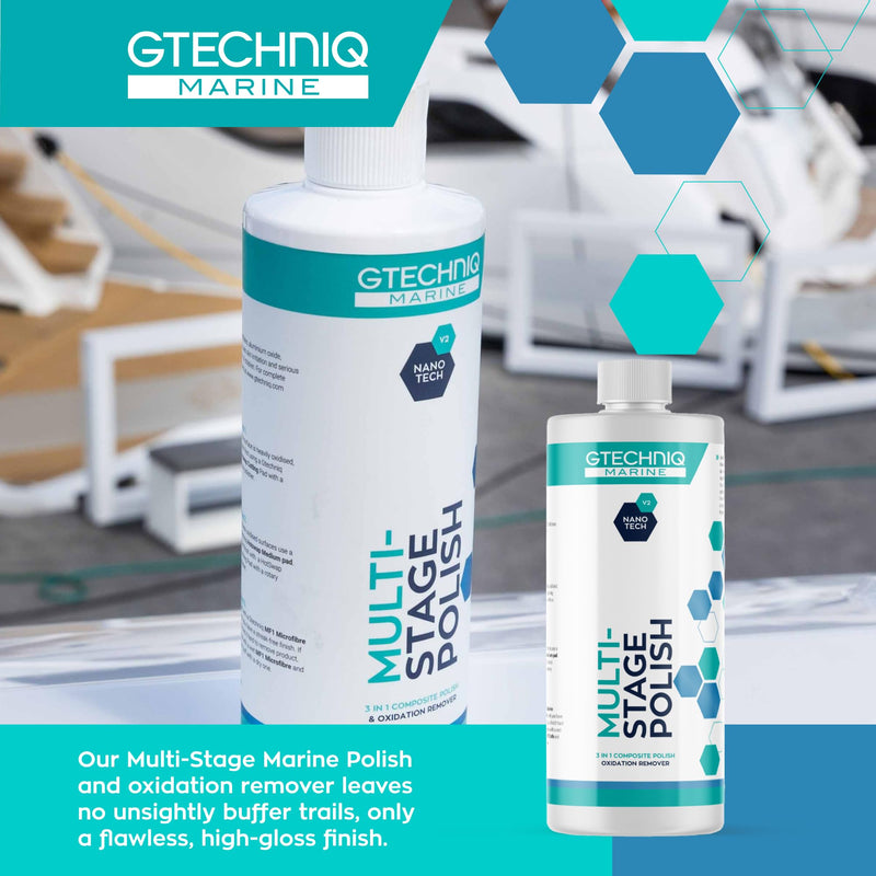Gtechniq Marine Multi-Stage Polish - Scratch & Oxidation Remover - Supergloss Cleaner & Polish for Boats, Yachts & Ships - Gentle on Topcoat & Gelcoat 500ml