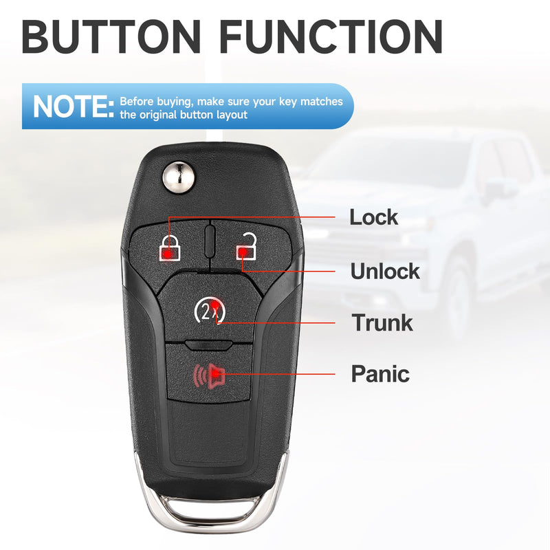 2Pcs Smart Key Fob Replacement Remote fits for Ford F-150 2015-2024 F-250/F-350/F-450/F-550 2017-2024 Ranger 2019-2022 Bronco 2021-2022 Car Keyless Entry Remote N5F-AO8TDA 902Mhz 49