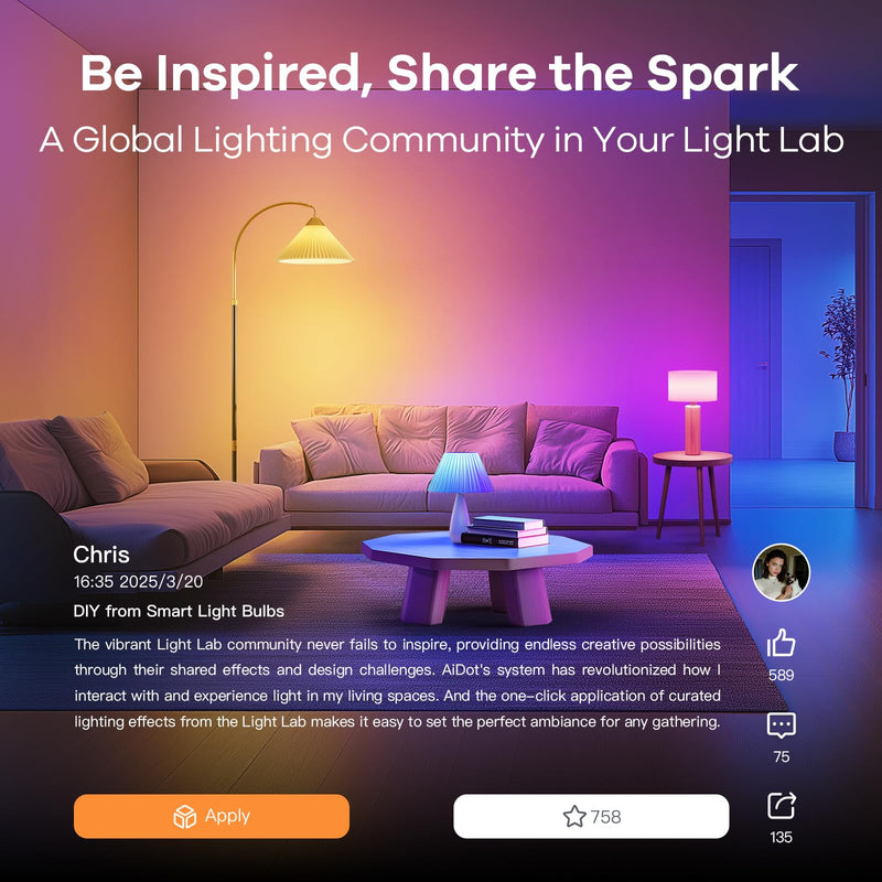 OREiN Matter Smart Light Bulb, Smart Light Bulbs Work with Apple Home, Alexa, Google Home, SmartThings, A19 Color Changing Light Bulbs 2.4Ghz WiFi, 800 Lumens Equivalent 60W 4Pack A19-4Pack