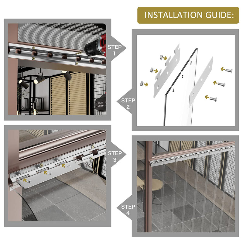 Strip Curtain Hardware - Universal Mount Hanger - Mounting Brackets for Plastic Vinyl Strip Curtain - 35.7 Inch (Two 17.7 Inch Sections)