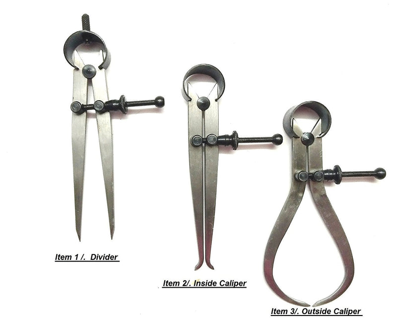 New Spring Caliper 6" / 150mm - 3 Piece Set Inside Outside Divider