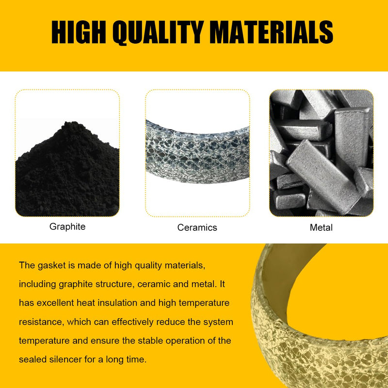 ID 65mm Car Exhaust Gasket, High Grade Graphite Flange Gasket Seal Muffler Ring for Piping Connection, Leakproof Manifold Exhaust Donut Gaskets Replacement for SUV Truck RV