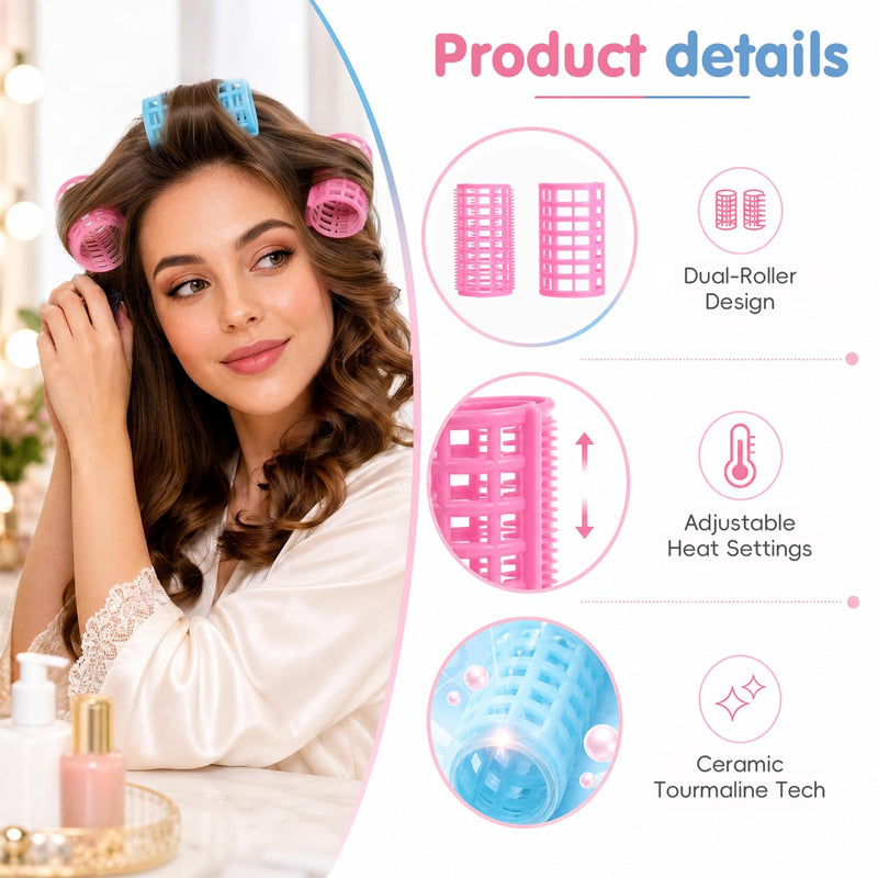 Frcolor Plastic Hair Roller DIY Hair Styling Tools Self Grip Styling Roller for Women,12pcs(Random Color)