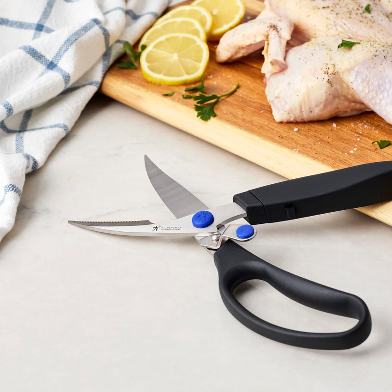 HENCKELS Kitchen Shears for Poultry, Dishwasher Safe, Heavy Duty, Stainless Steel 4-Inch Blue