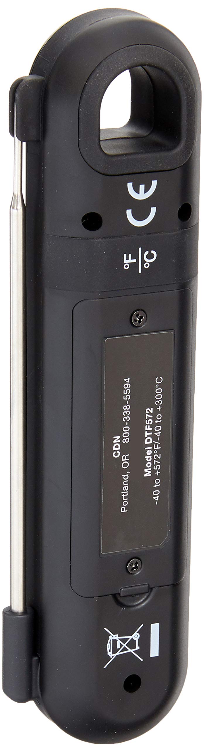 CDN DTF572 ProAccurate® Digital Thermometer - Folding Thermocouple Thermometer - Backlit Easy to Read Display - Stainless Steel Thin Tip Probe, Black Black - Standard Size