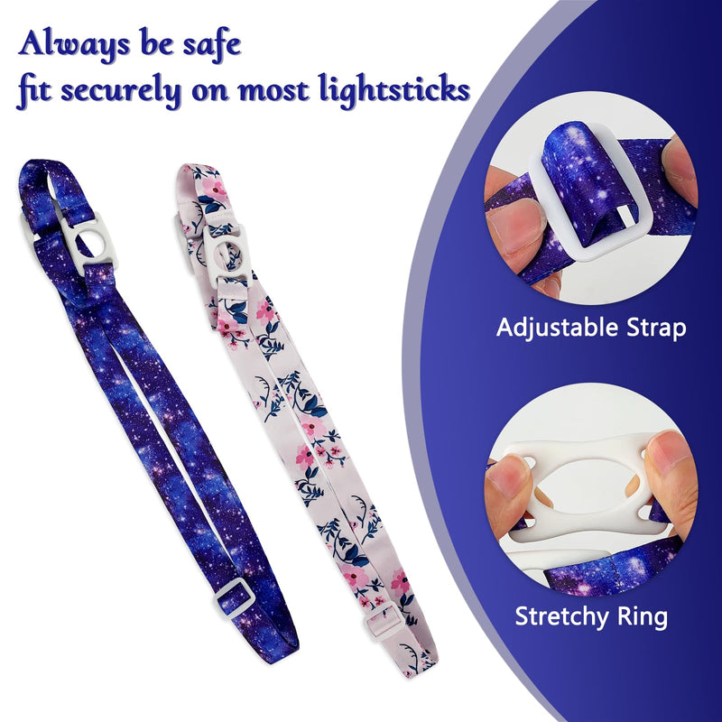 2 Pack Kpop Lightstick Adjustable Shoulder Strap Lanyard Starry Sky + Flower