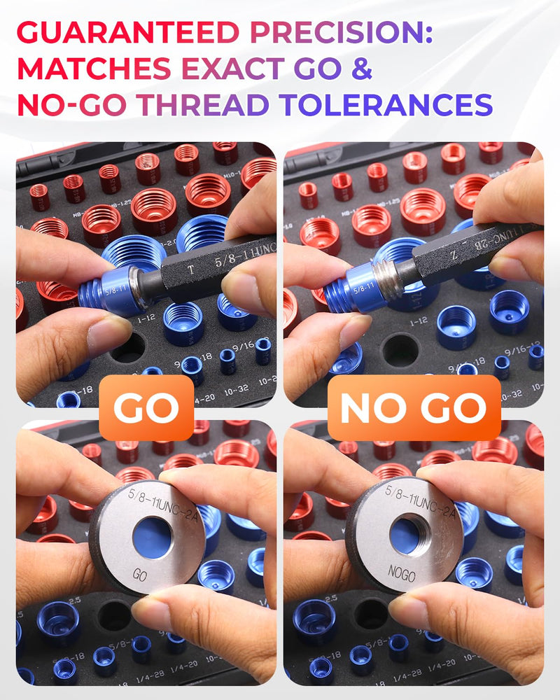 52pcs Thread Checker, 27 SAE & 25 Metric Nut and Bolt Thread Checker, Thread Gauge, Bolt Size Finder Kit for Size Check in Tricky and Narrow Areas 52