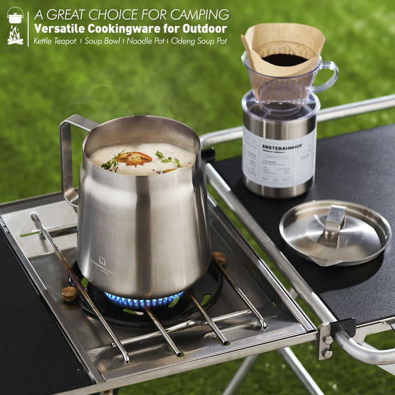 WAGENSTEIGER Stainless Steel Classic Tea Kettle 2.1 Quarts / 2 Liters, Multi-purpose Cooking Pot, Mini Milk Pan, Butter Warmer, On-the-go Saucepan, Ramen Pot, Stovetop Metal Tea/Coffee Pot (606)