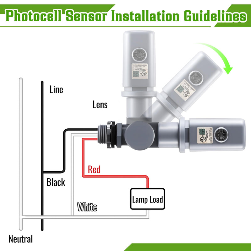 Photocell Sensor for Outdoor Light, 120-277VAC 50/60 Hz Swivel Mount Photocell IP54 Waterproof, Dusk to Dawn Sensor Photoelectric for High Power Loads in Commercial or Industrial (4 Pack) 4