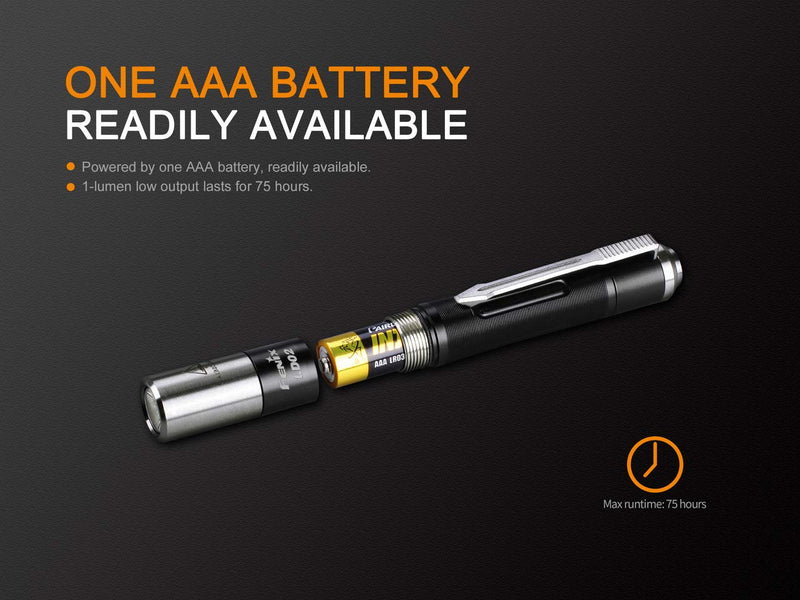 EdisonBright Fenix LD02 V2.0 70 Lumen Neutral White/UV Pen-Type LED Flashlight Bundle with AAA Battery