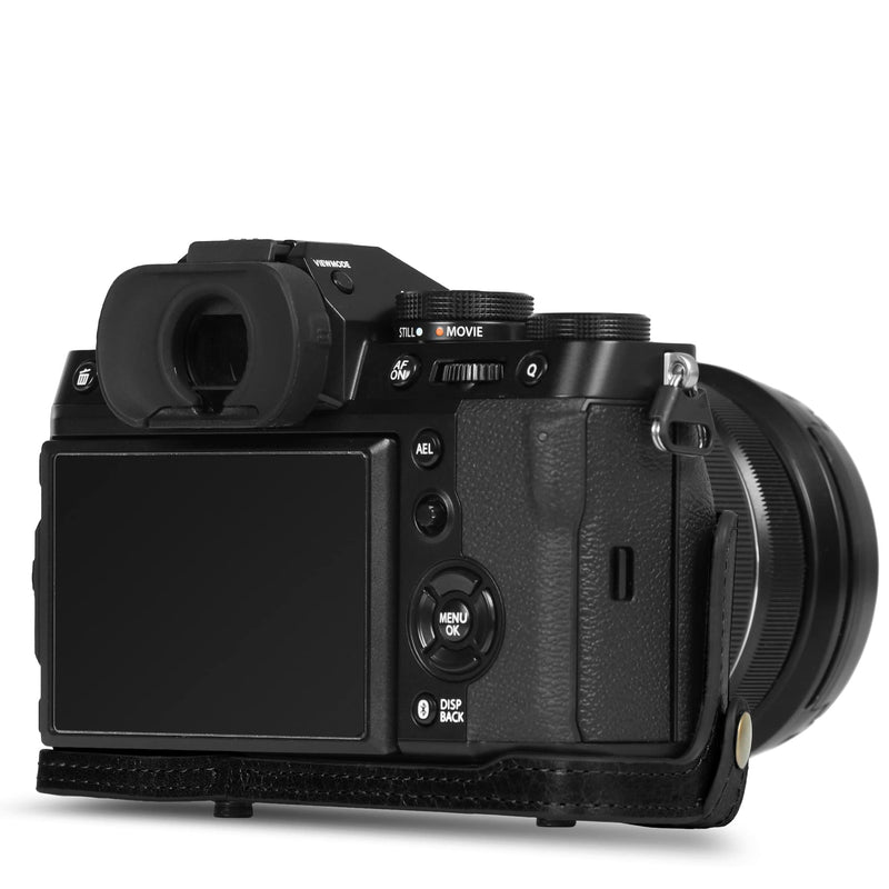 MegaGear Ever Ready Genuine Leather Camera Case Compatible with Fujifilm X-T5 (16-80mm)(Black) Black