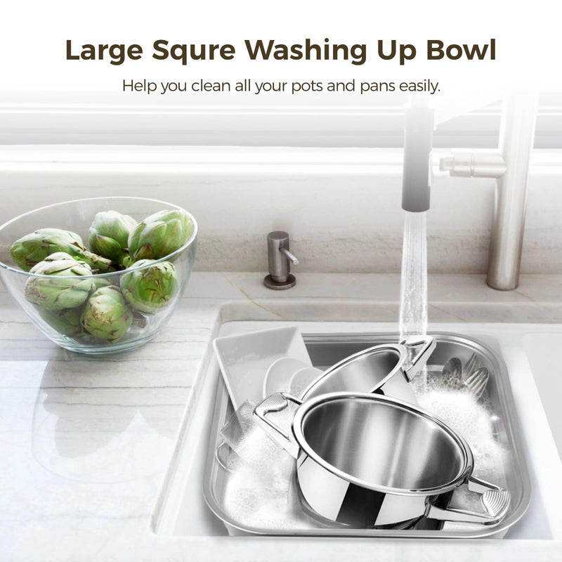 Stainless Steel Washing Basin, Versatile Sink Dish Tub, Large Square Kitchen Container, Vegetable Cleaning Bowl, Sturdy Dishpan for Home Use Kitchen Sink Dish Tub (32.8 CM/12.9 In)