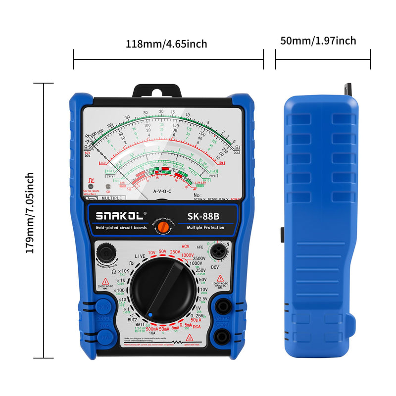 Analog Multimeter Tester, Analog Voltmeter Multimeter, Fieldpiece Multimeters for AC/DC Volt 2500V,DC Current 10A,RX 10K,Battery Tester, Diode/LED Testing,Live and Infrared Remote Detection Upgraded
