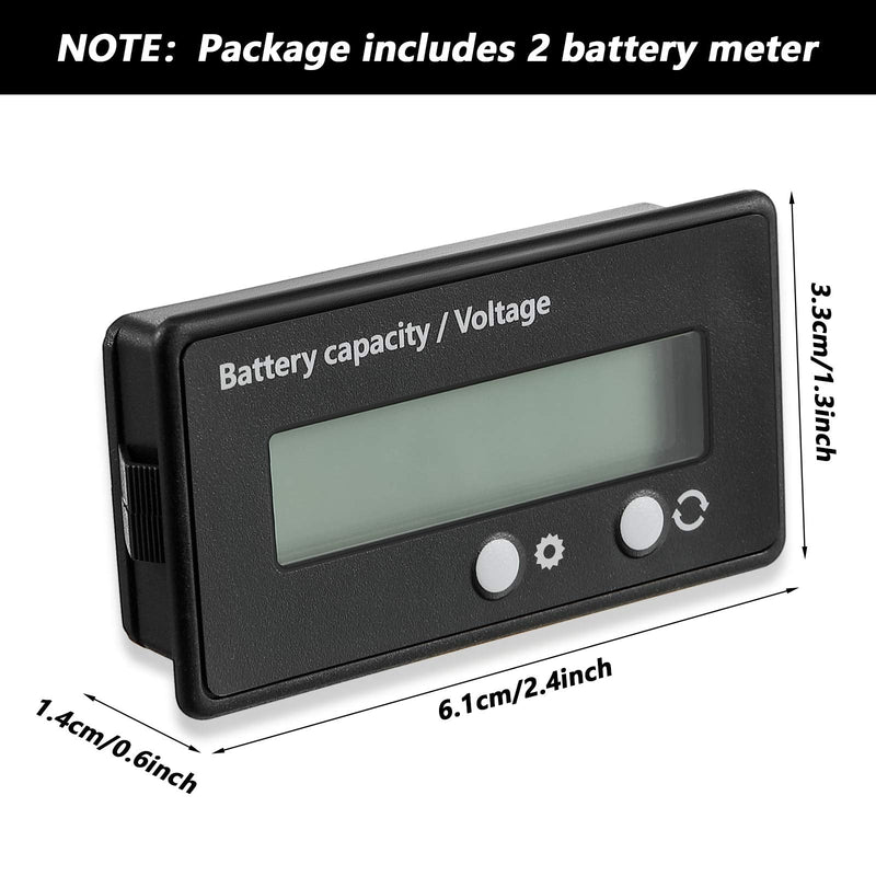Frienda 2 Pieces Dc 12v 24v 36v 48v 60v 72v 84v Golf Cart Battery Meter with Alarm, Front Setting and Switch Key Battery Capacity Voltage Indicator Gauge Acid and Lithium Ion Indicator(Green) Green