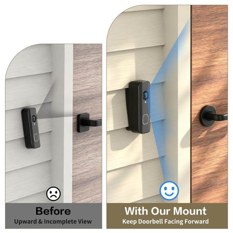 Vinyl Siding Mount for Blink Doorbell 2K+(2026 Blink Doorbell Camera Mount) | Fits 4" Standard Siding, Angle-Corrected Wedge Kit, Fixes Upward Tilt, Blink Doorbell 2K Angle Mounting Bracket, Easy Install Matte Black