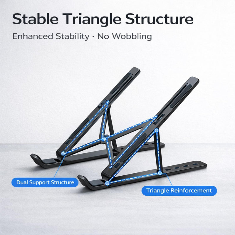 Foldable Tablet Stand, Non-Slip 6-Level Adjustable Laptop Stand Compatible with All Computers and Laptops, (Black) Black
