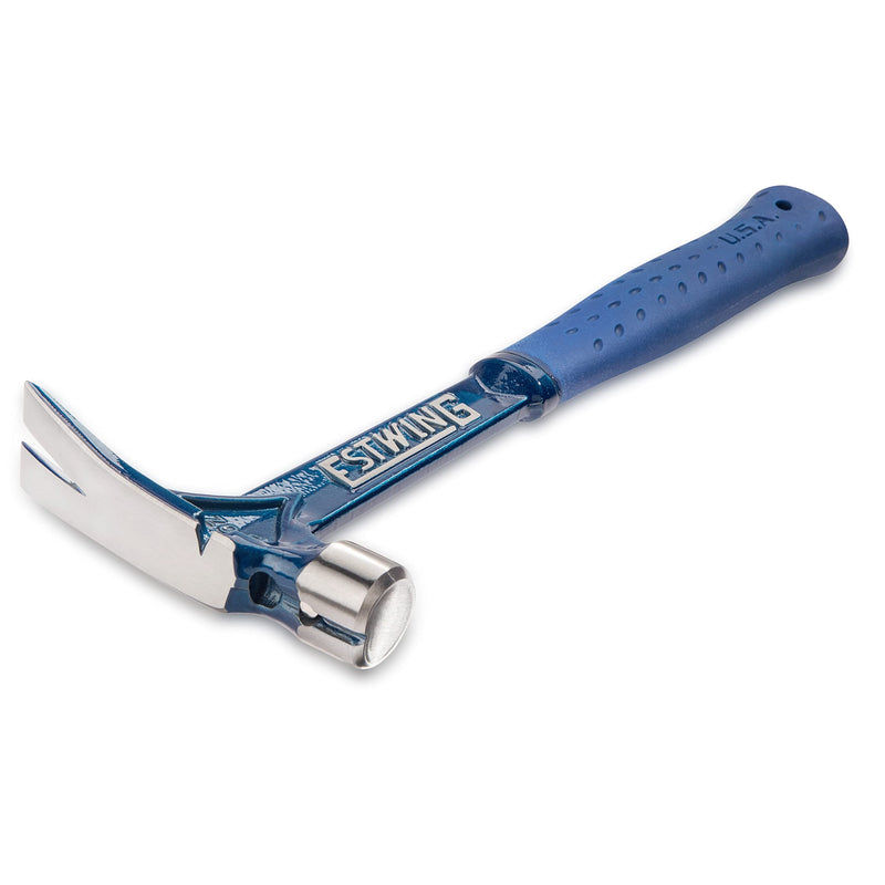 ESTWING Ultra Series Hammer - 15 oz USA Made Short Handle Rip Claw Framing Hammer with Smooth Face & Shock Reduction Grip - E6-15SR Smooth Face (Short Handle)