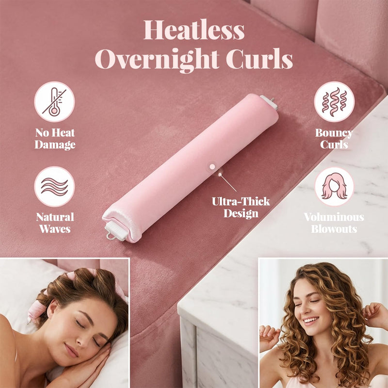3PCS Heatless Curling Rods with Silk Scarf, No Heat Hair Rollers for Overnight Curls & Frizz-Free Blowouts, DIY Curlers for All Hair Types