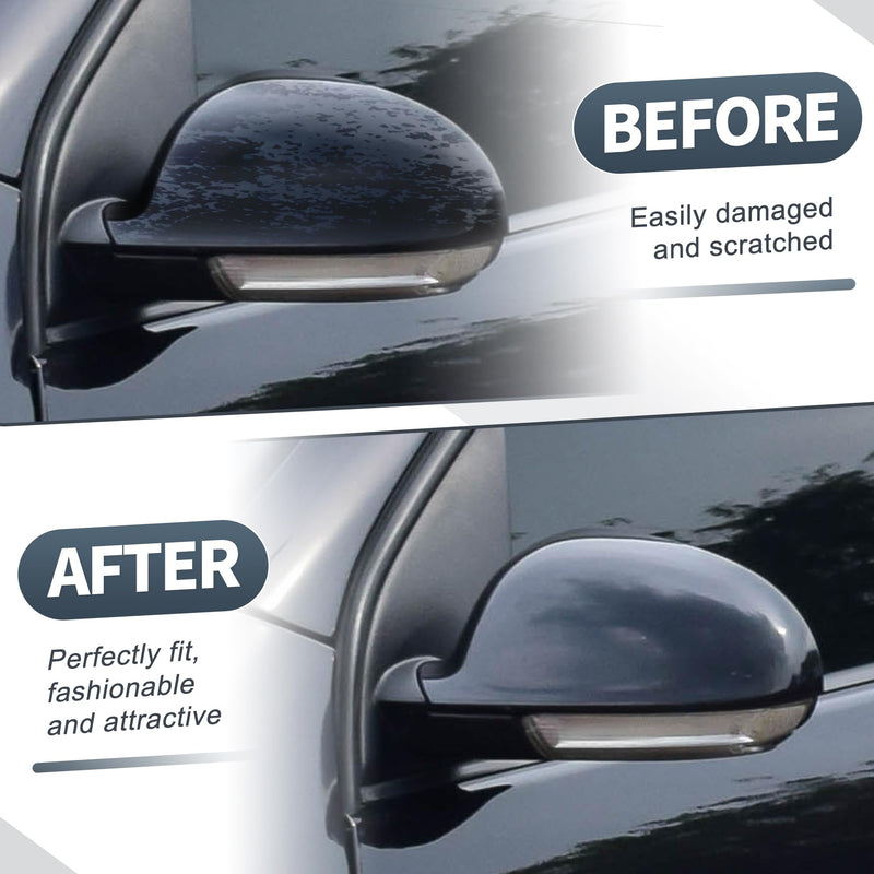 X AUTOHAUX Pair Car Rear View Driver Passenger Side Mirror Cover Cap Replacement Gloss Black for Volkswagen Golf 5 GTI Jetta MK5 Passat B6 Sharan for Skoda Mirror Guard Covers Decoration Trim